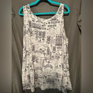 Stylish Graphic Print Tank Top - White
